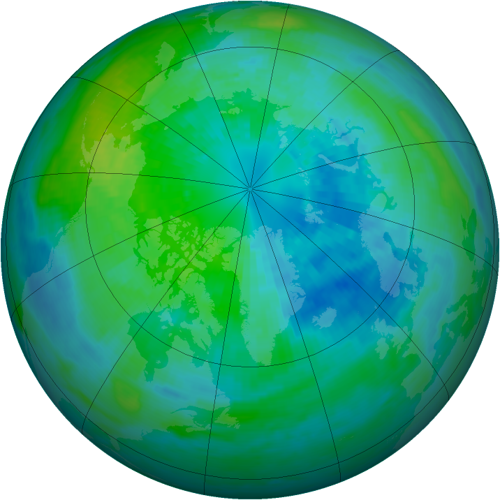 Arctic ozone map for 30 September 1990